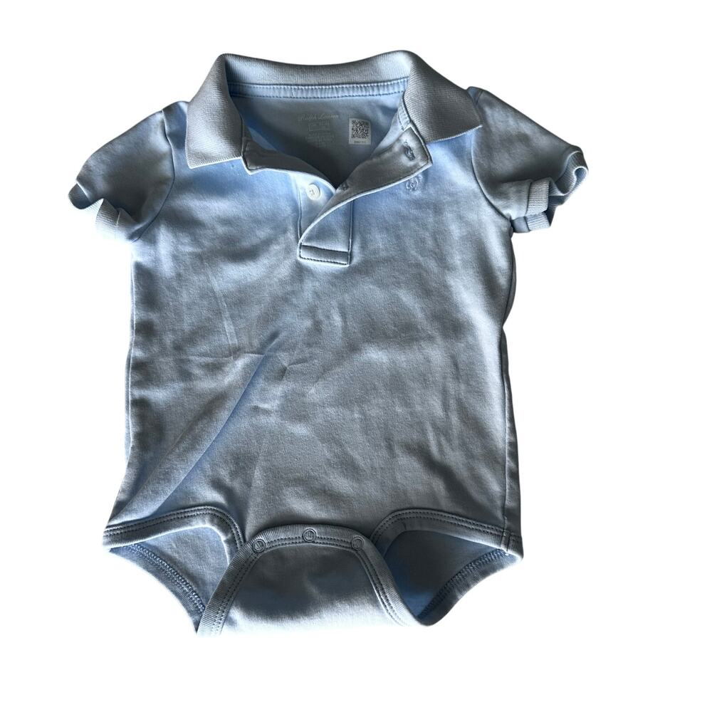 Ralph Lauren Light Blue Collared Short Sleeve Bodysuit 12 months